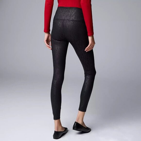 VERA WANG Simply Vera High Rise Live-In Faux Leather Shaping Leggings - Picture 3 of 10